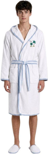 Ramel Kids Bathrobe White-Blue Hooded