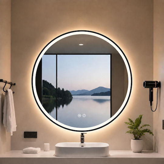 Oglindă Rotundă De Baie Cu Lumini LED Și Atingere 60x60cm Albă