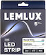 Lemlux Bandă LED Impermeabilă 24V Lumină Alb Natural 5m Tip COB cu Sursă de Alimentare