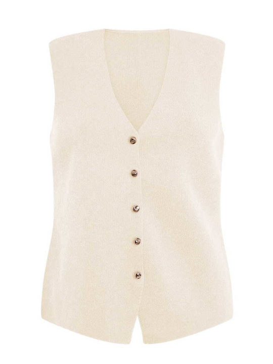 Celestino Damen Weste Strick Einfarbig Beige Hell