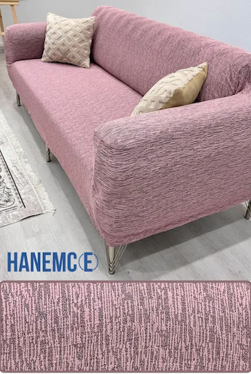 SteweHome Husă Elastică Canapea Cu Trei Locuri Roz 180x237cm