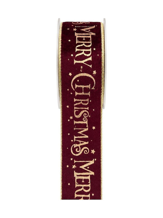 Iliadis Panglică De Crăciun Merry Burgundă 6.3cm