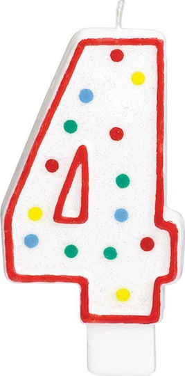 Amscan Number Candle Polka Dots Four 4 13 Cm 1 Pc Universal