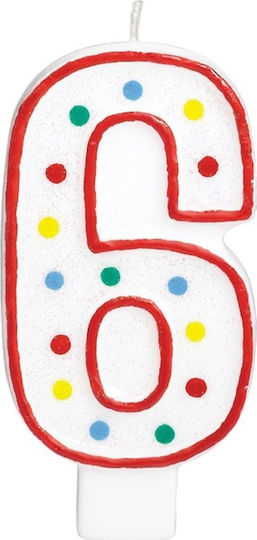 Amscan Number Candle Polka Dots Six 6 13 Cm 1 Pc Universal