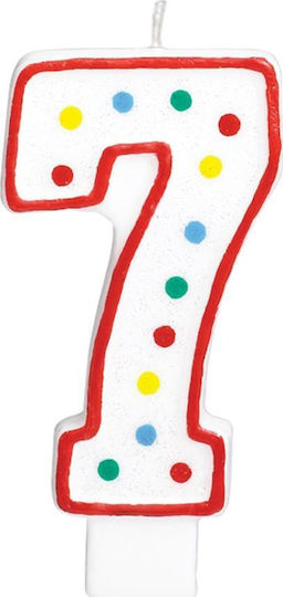 Amscan Number Candle Polka Dots Seven 7 13 Cm 1 Pc Universal