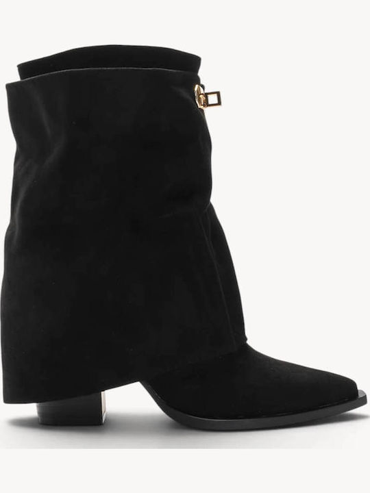 Black Western Ankle Boots With Metallic Buckle ...
