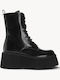 Schwarze Kampfstiefel mit Schnürsenkeln Hohe Plattformsohle