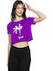 Γυναικείο Crop Top Βαμβακερό Μωβ