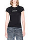 Damen Crop T-shirt Silber- Schwarz