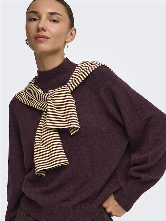 Damen Langärmeliges Rollkragenpullover Burgundisch