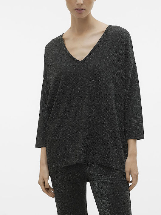 Vero Moda Damen Bluse mit 3/4 Ärmel & V-Ausschn...
