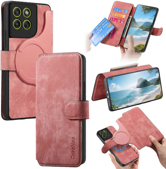 Caseneo Motorola Moto G Max G87 G77 G67 Case Retro Leather Wallet Pink