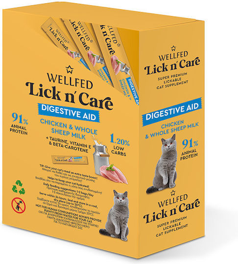 Wellfed Katzenleckerlis Lick N' Care Püree Verdauungshilfe 24x15gr 360gr