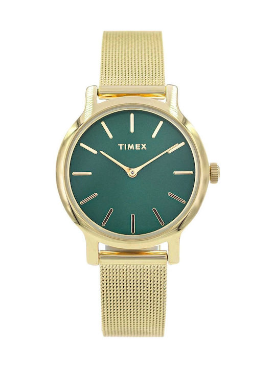 Timex Дамски Часовник 31mm Кварцов с Златна Стоманена Браслет Timex Дамски Часовник 31mm Кварцов с Златна Стоманена Браслет