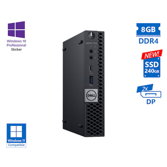 Dell Optiplex 7070 DM Recondiționat Grad A (Core i7-9700/8GB/240GB SSD/Fără Sistem de Operare) Revopsit