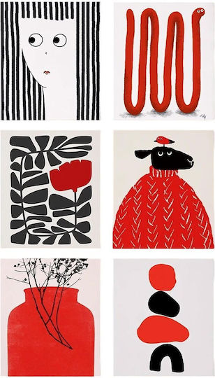 Canvas Painting Art Set 6 Pieces 651mrt2282 20x30cm Multi Wallity Vertical Canvas