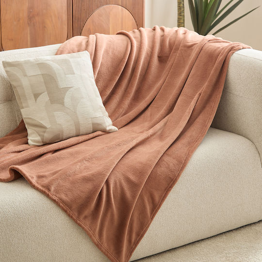 A-s Throw Κουβέρτα Fleece Ημίδιπλη 180x230εκ. Terracotta