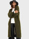 Long Women's Knitted Cardigan Olive