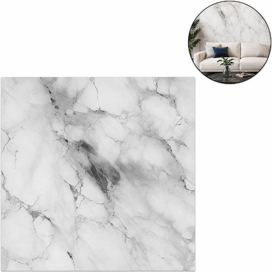 PVC SXP Самозалепващ Панел за Стена 60x60cm Мрамор Бяло-Сиво Wmb-071