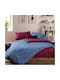 Nef-Nef Homeware Single Fitted Cotton Sheet Set Dots Blue 100x232cm 3 Pieces