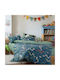 Nef-Nef Homeware Сет Единични С Ластик Памучни Warms Petrol 100x232cm 3бр