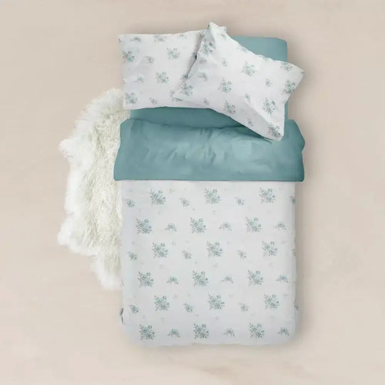 Borea Primrose Super-Double Bed Sheets Set 240x260cm Petrol Blue 4 Pieces