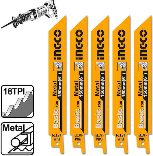 Metall Stichsägeblätter 150mm Set 5 Stück Ingco Rsb922ef