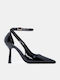 Spitze Zehen Pumps mit Riemen & Hochhackige Schwarze