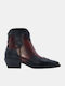 Suede Women's Ankle Boots Cowboy with Medium Heel Burgundy