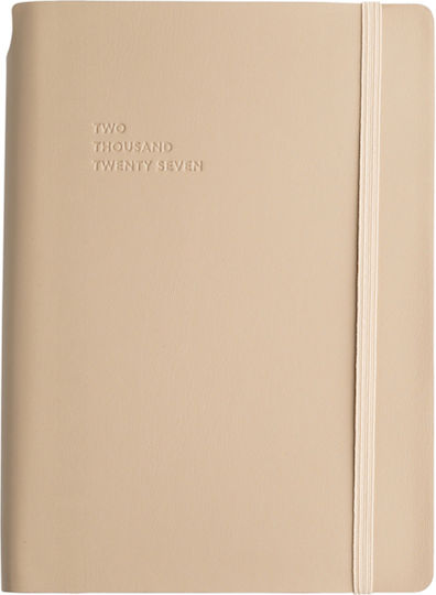 Type Center Ημερήσια Ατζέντα A5 2027 Μπεζ Δερμάτινη 14x20.5εκ. (με Προσωποποίηση)