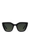 Meller Unisex Sunglasses with Black Horn-Rimmed Frame and Black Polarized Lens