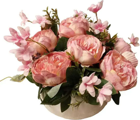 SteweHome Dekorative Künstliche Blumenstrauß Pfingstrose Perlen Weiße Luxuriöse Glasvase Büro 30x30x31 cm SteweHome Dekorative Künstliche Blumenstrauß Pfingstrose Perlen Weiße Luxuriöse Glasvase Büro 30x30x31 cm