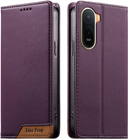 Xiaomi Redmi A7 Pro Dierfeng Df-018 Flip Wallet Synthetic Leather Pu Tpu Purple Rfid Wallet Stand Mobile Phone Case