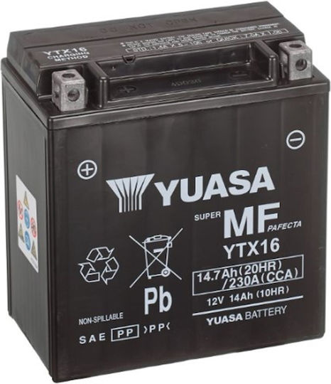 Yuasa Motorcycle Battery Ytx16 AGM 12V 14Ah 230A
