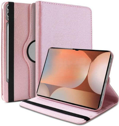 Умeн калъф 360° въртяща се стойка книжен капак Samsung Galaxy Tab S9 Fe розово злато