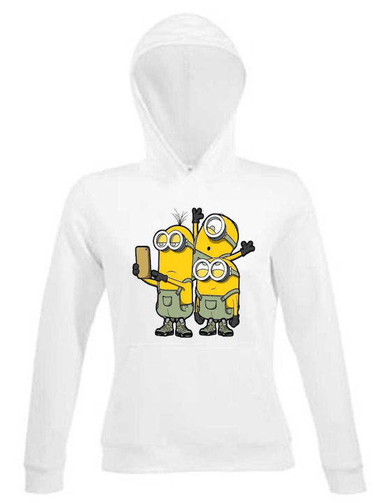 Kids Moda Детски Суичър с Качулка и Джобове Бял