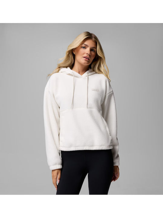 Winter Women's Fleece Blouse with Hood White