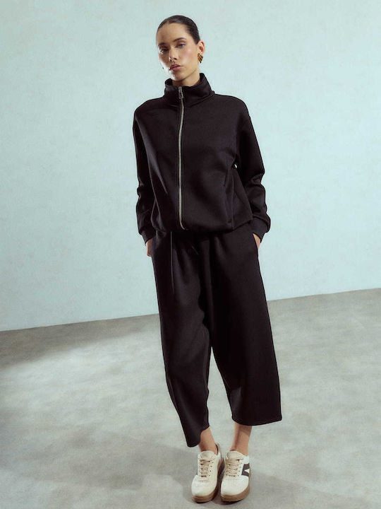 Celestino Pantaloni Dama Cropped Lejeri Fit Negru