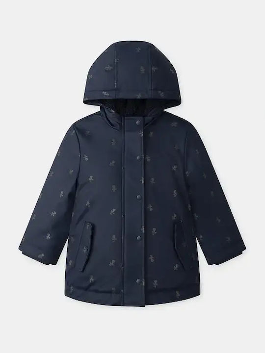 Waterproof Kids Casual Short Jacket with Lining & Hood Blue