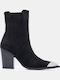 Suede Women's Ankle Boots Cowboy with High Heel Black