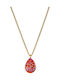Dyrberg/Kern Necklace with Tear Design from Gold Plated Steel Red