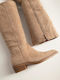 Suede Women's Boots Brown X27-310-6502-1-Pouro