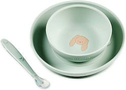 Nattou Set de hrană din silicon verde 3 buc Nattou Set de hrană din silicon verde 3 buc