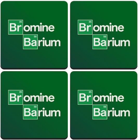 Koupakoupa Breaking Bad Parody Bromine Barium Сервизи За Чаши Дървени 4 Бройки