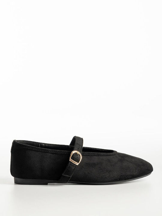 Bozikis Suede Women's Ballerina Shoes Black