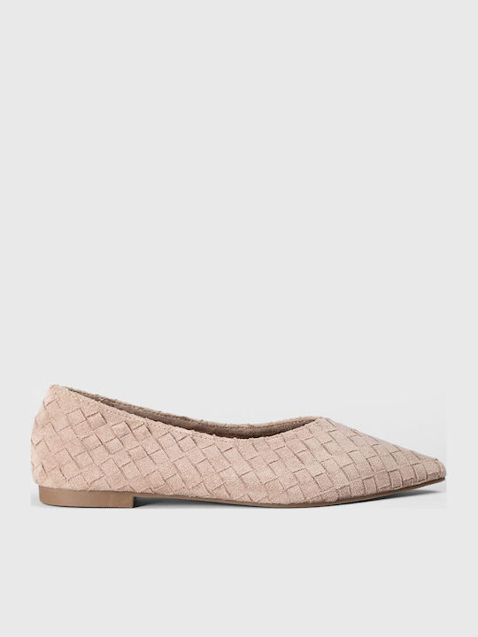 Super Mode Wildleder Damen Ballerinas Spitz zulaufend Braun