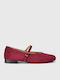 Wildleder Damen Ballerinas Spitz zulaufend Burgundisch