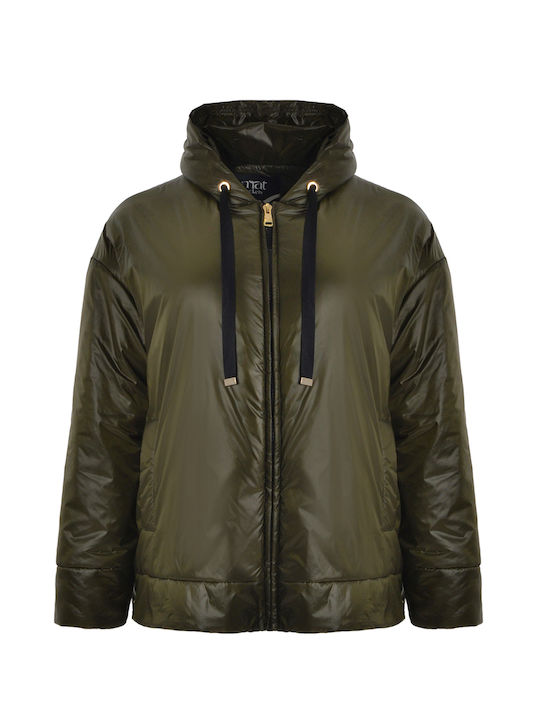 Дълго Дамско Puffer Якета За Зима Каки 8604.4007.Н-khaki