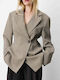Grace & Mila Langes Damen Doppelreihiges Blazer Beige Geprüft