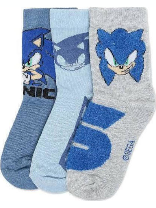 Disney Kids' Socks Sonic Light Blue Grey Navy 3 Pairs